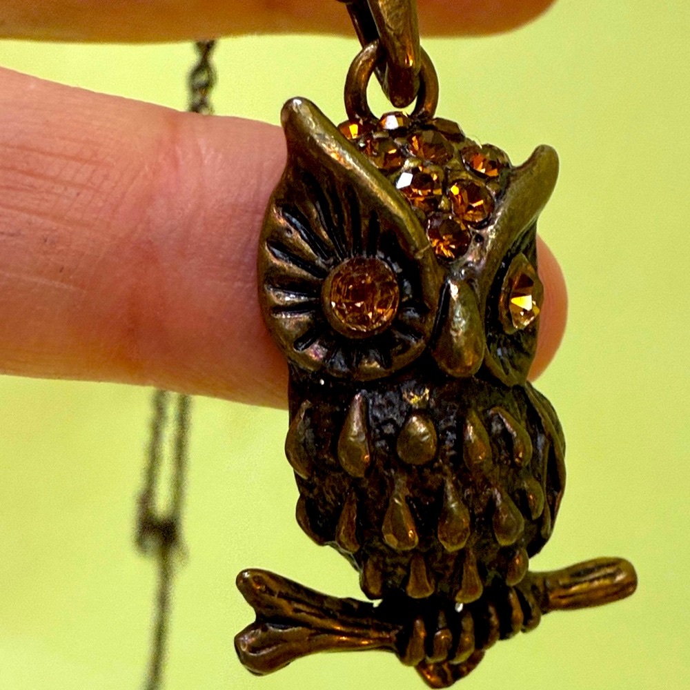 Vintage Bronze Owl Pendant Necklace